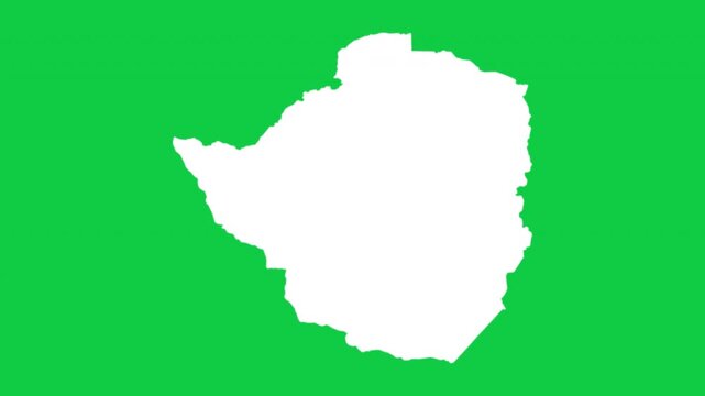 Zimbabwe map pop animation with green background