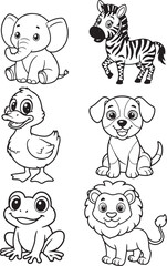 Fototapeta premium Animal silhouette icon set vector collection isolated on white.
