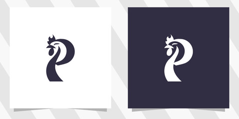letter p with rooster logo design © euforia