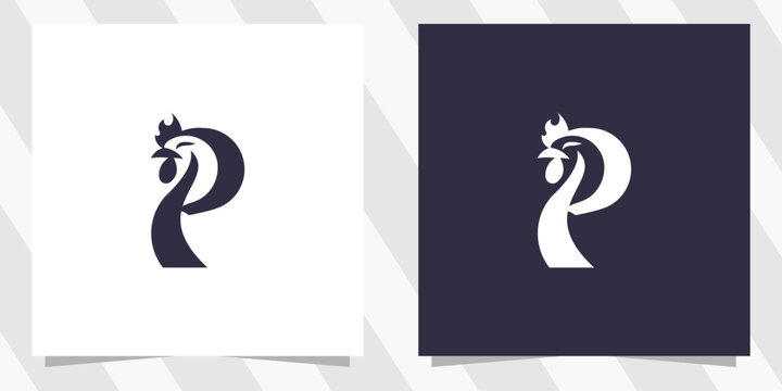 letter p with rooster logo design