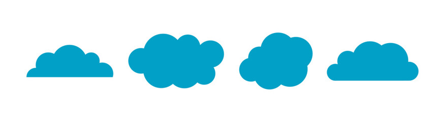 Fototapeta premium Blue cartoon clouds set isolated on white background vector illustration