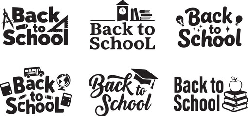Obraz premium Back to School Education Quotes Vector Typography Set Design