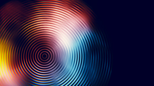 Colorful ripple circle with abstract optical gradient background.