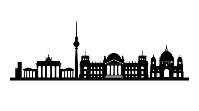 Berlin city skyline silhouette isolated on white background