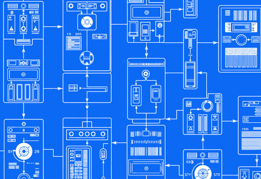 Detailed blueprint of electronic circuit design.