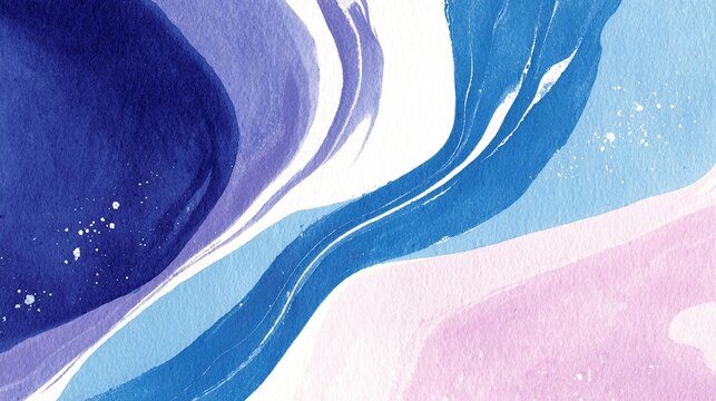Suminagashi marbling texture background with indigo and pink ble