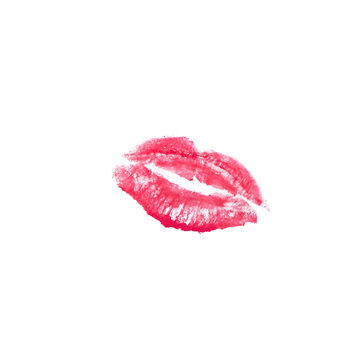 Pink lipstick kiss mark isolated on a transparent background. Romantic beauty symbol for love, makeup, fashion and Valentine's Day designs. PNG cutout with no background.