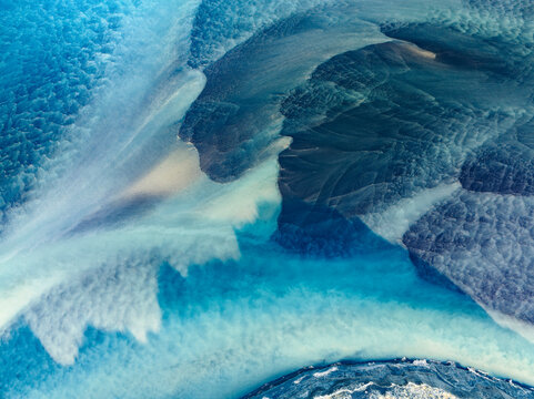 Eaux de fonte et textures glaciaires en Islande