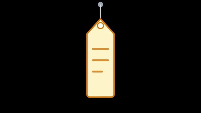 Minimalist paper price tag swinging back and forth in this simple digital motion graphic animation clip