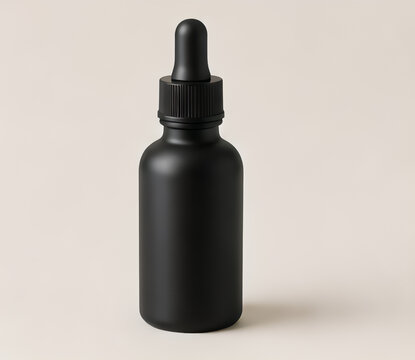 Mattschwarze Tropfflasche f&uuml;r Kosmetik freigestellt