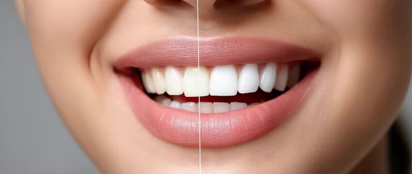 Smile transformation with teeth whitening showing before and after results in a clear visual demonstration of improved appearance