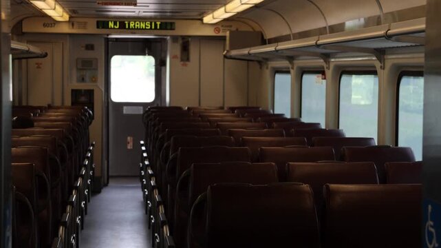 view inside moving train car new jersey port jervis line transit york seats seating empty window (railroad rail travel) nj ny metro north service