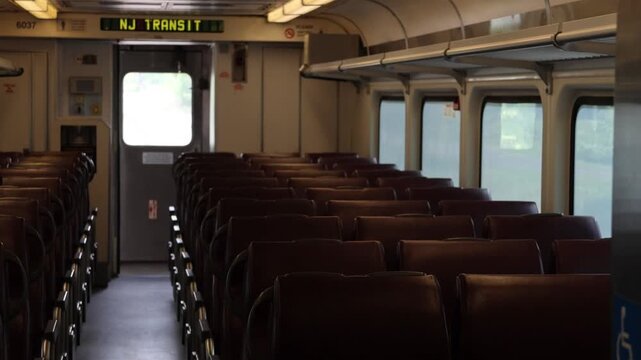 view inside moving train car new jersey port jervis line transit york seats seating empty window (railroad rail travel) nj ny metro north service