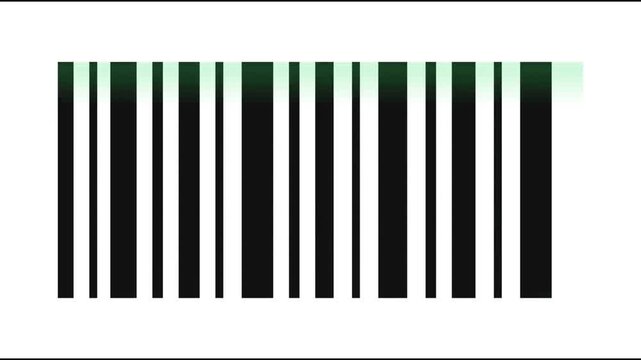 Digital barcode scanning laser moving across black vertical lines in this rhythmic motion video loop animation