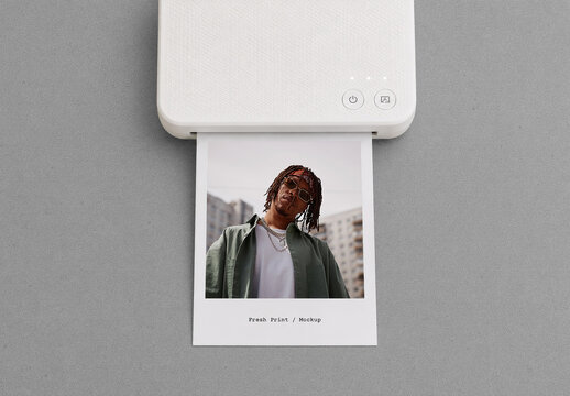 Photo Coming Out of Printer Mockup