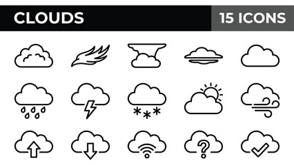 Fototapeta premium Cloud Icons Set: Weather Symbols and Meteorological Icons for Digital Design