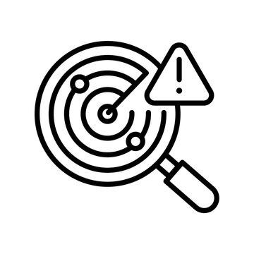 Radar scan magnifying glass threat detection warning icon