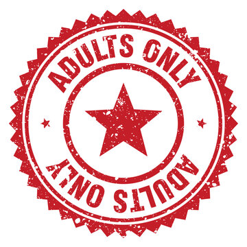 adults only red grunge round stamp. adults only stamp