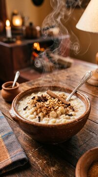 Hot Cural Corn Porridge with Spices and Peanuts