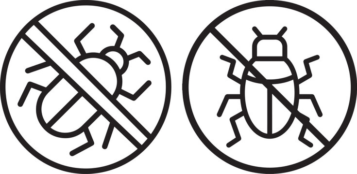 Bug pest control crossed out insect icon symbol vector