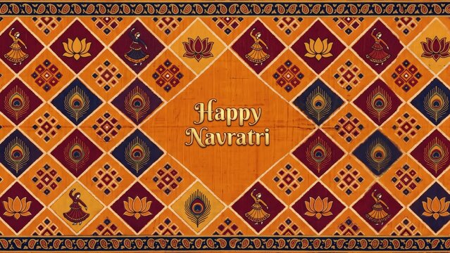 Happy Navratri Patola Pattern - Luxury Textile Festival Banner