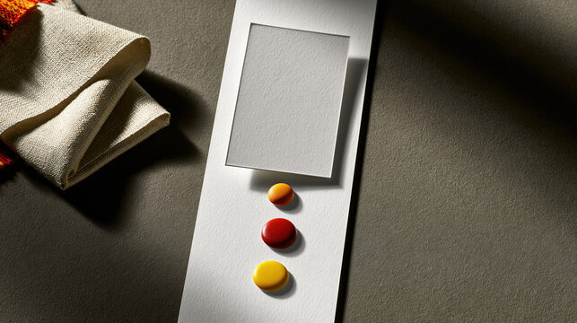 White mockup card with cloth and colorful candy on dark background for vertical social ad personalization strategy