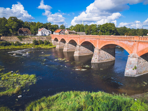 Europe, Baltic States, Latvia, Kuldiga, Venta river, the brick bridge