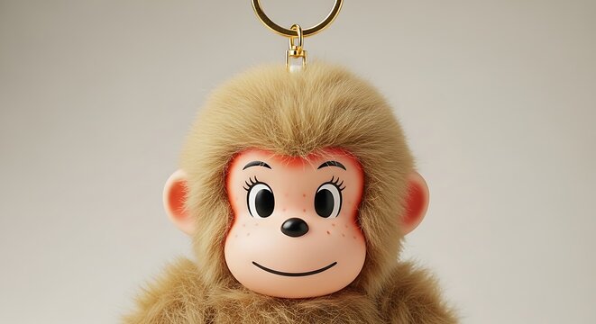 A cute monkey keychain with a sweet expression