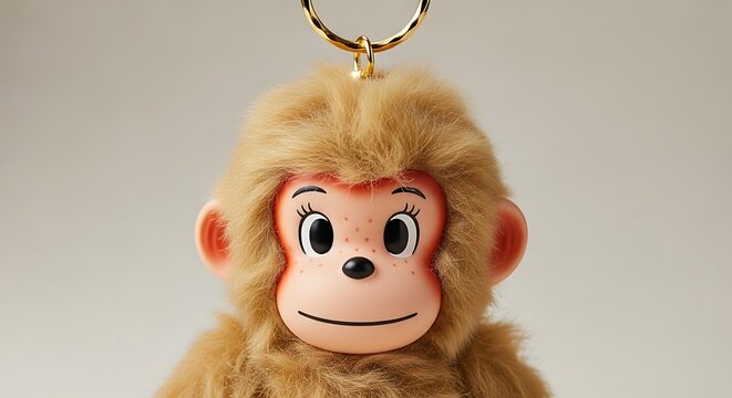 A cute monkey keychain with a gold loop