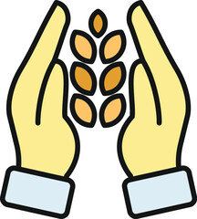 Fototapeta premium Hands cradling a wheat stalk, symbolizing care for grain and sustainable farming