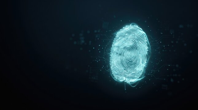 Digital fingerprint analysis cybersecurity graphic representation abstract close-up view data protection concept