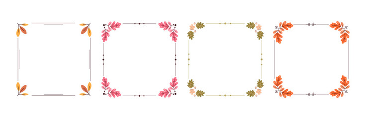 Autumn leaf border frames collection with decorative botanical elements suitable for invitations, greeting cards, social media posts, branding, packaging and seasonal designs. Vector illustration © Ilonka eva