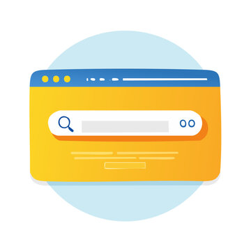 Flat design web browser icon with search bar