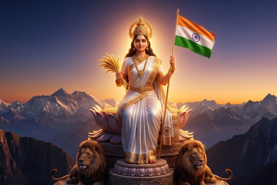 Bharat Mata Divine Vision &ndash; Mother India Sacred Symbol
