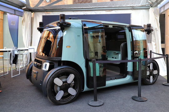 Modena, Italy, may 29 2026 - Motor Valley Fest 2026 public exhibition, Zoox Robotaxi innovative car