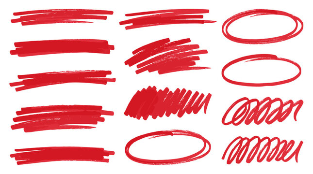 Red marker underline and circle highlight collection set