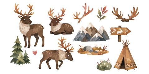  Watercolor Reindeer Clipart  © dian's