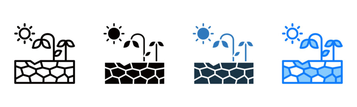Drought icon multiple style vector illustration