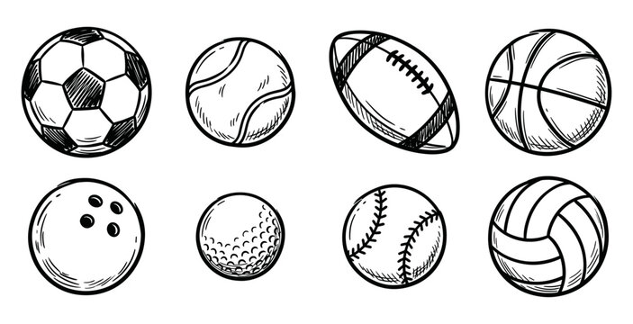 Doodle hand drawn of sports ball