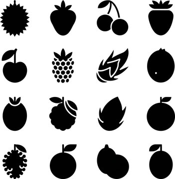 Collection of black fruit icons