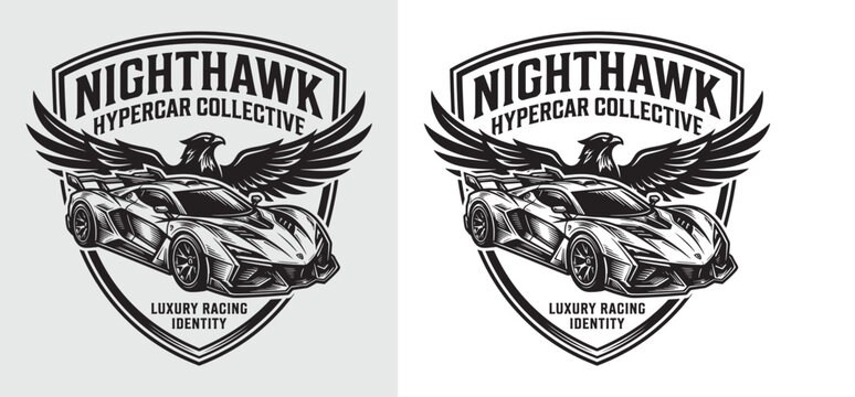 Nighthawk Hypercar Collective Emblem with Majestic Eagle and Racing Supercar
