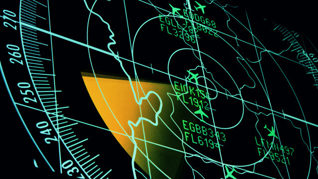 Modern Air Traffic Control Radar Screen with Aviation Flight Tracking Interface