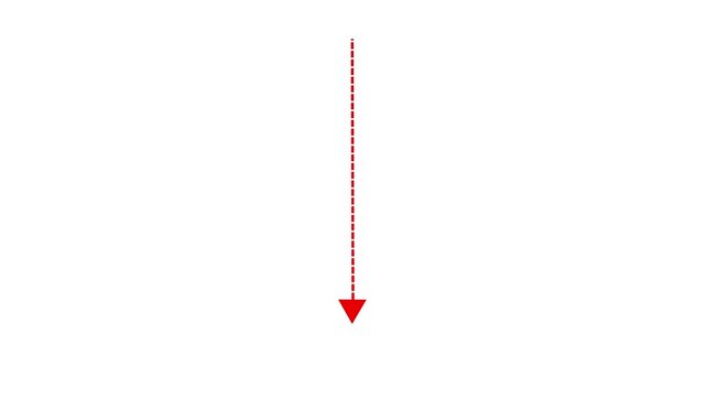 Up arrow growth direction icon with green dotted line animation on Black background. dot arrows icon sign animated