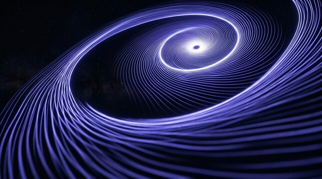 Ribbon of concentric parallel lines spiraling from a tight central point into a vortex, abstract composition
