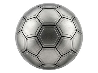 Fototapeta premium Soccer Ball Crafted from Metal Panels Ideal for Dynamic Sports Technology and Championship Themes