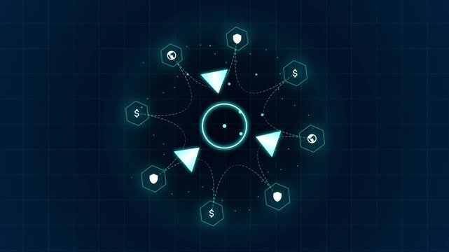 Abstract digital network connection and data flow animation.