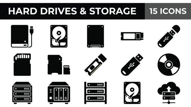 Collection of Hard Drive and Storage Device Icons