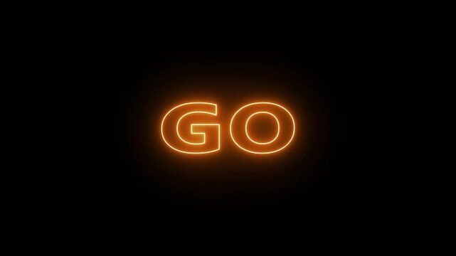 Glowing neon go text animation 4k