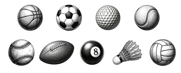 Engraving of sports ball collection © Bagus Fadli 