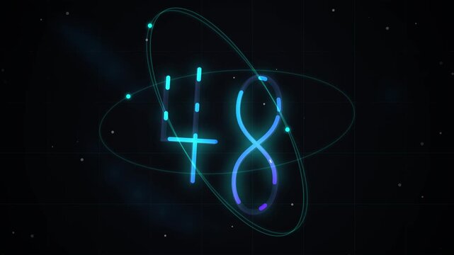 Digital Atomic Number 48 Neon Glow Animation.
